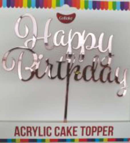 Happy Birthday Acrylic Cake Topper - Rose Gold - Click Image to Close